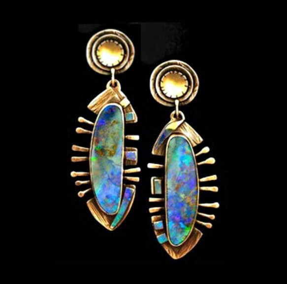 Inlaid Sea Blue Topaz Female Creative Rotational Water Drop Earrings