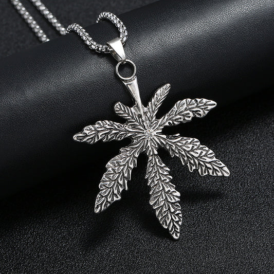 Men's Spot Drill Maple Leaf Versatile Fashionmonger Personalized Clothing Necklaces