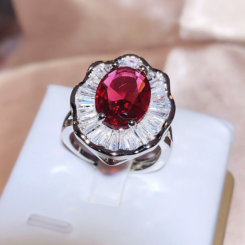 Women's Elegant Inlaid Stone Red Eye-catching Classic Rings