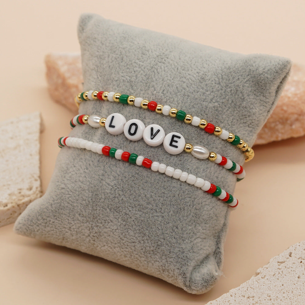 Women's Gift Letter Imitation Pearl Gold Plated Copper Bead Bracelets