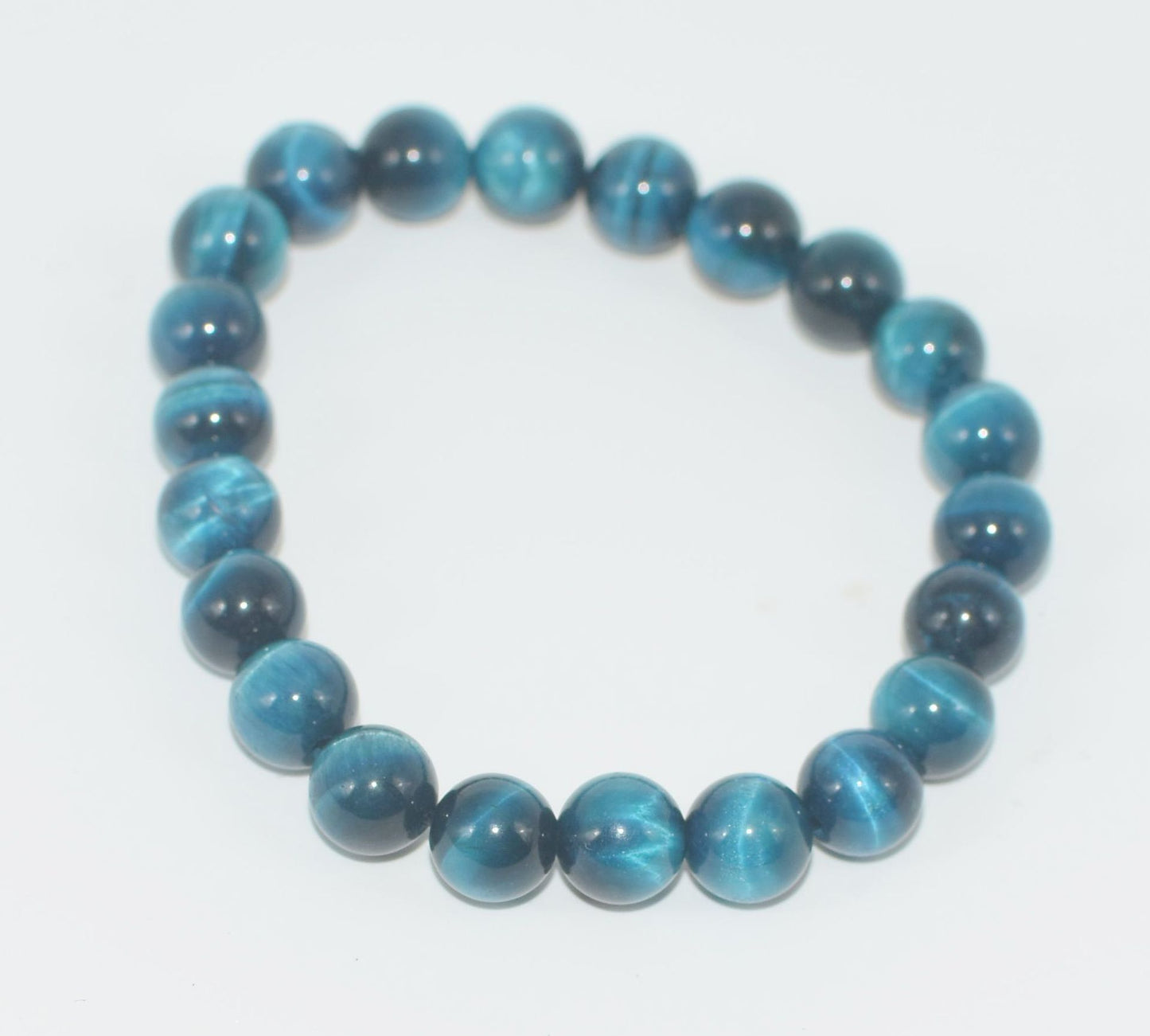 Women's & Men's Blue Tigereye Single Circle Crystal Buddha Beads Bracelet