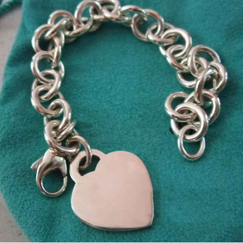 Women's Heart Heart-shaped Titanium Steel Peach Bracelet