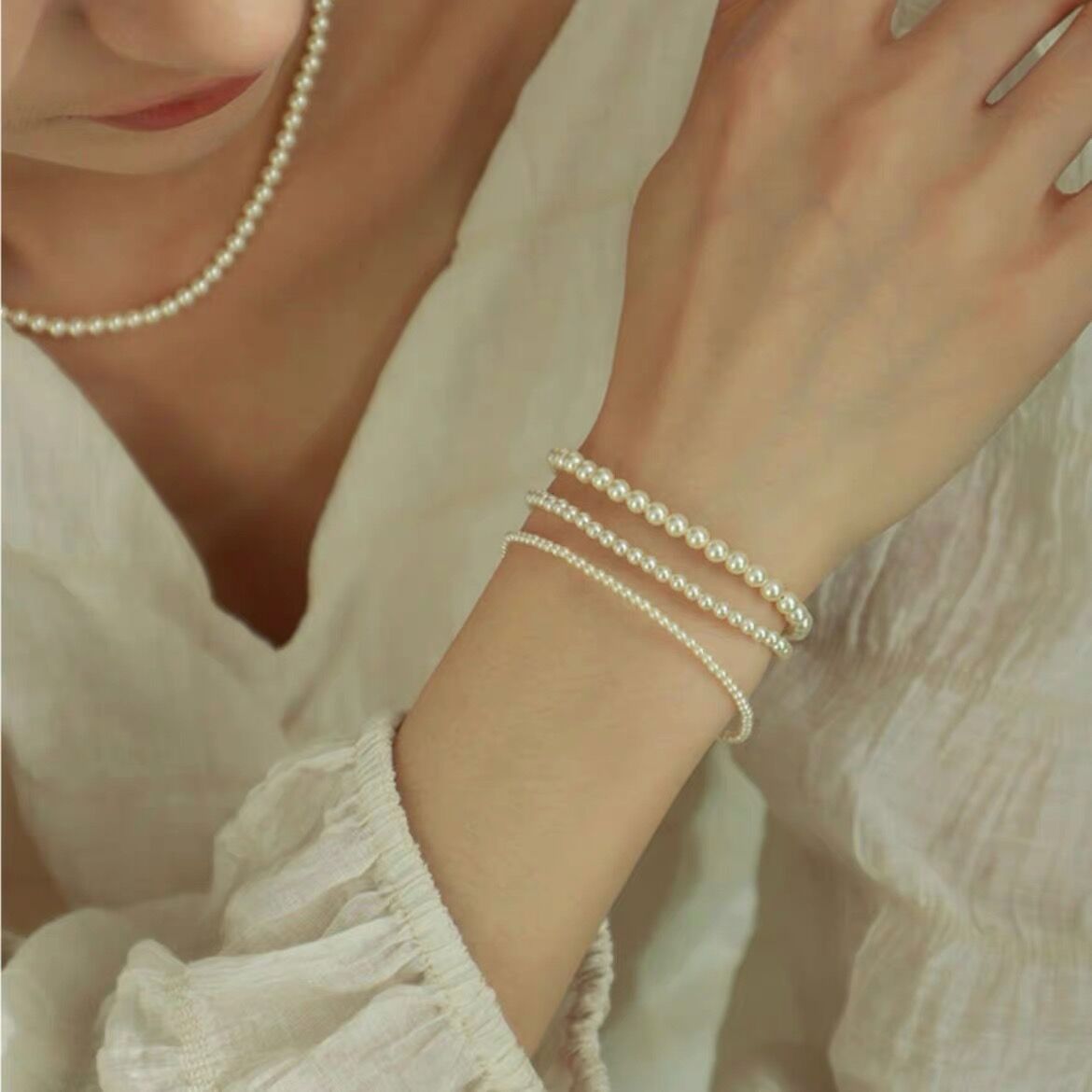 Women's Sterling Sier Pearl Cold Style High Sense Bracelets