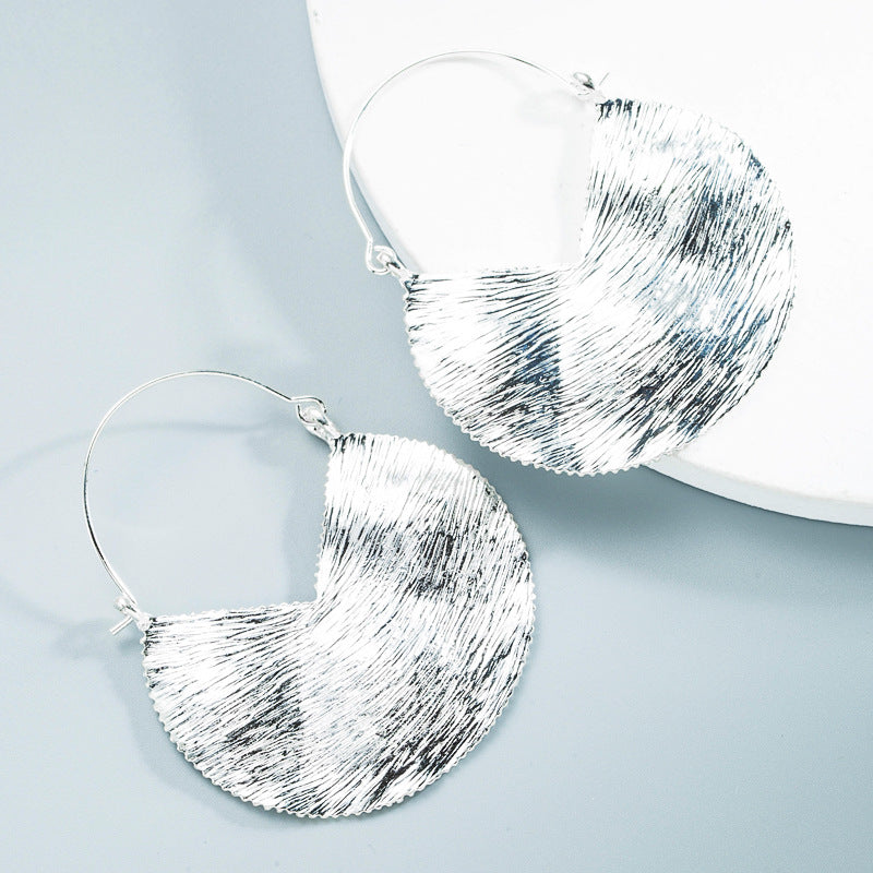 Exaggerated Alloy Retro Geometric Texture Ear Earrings