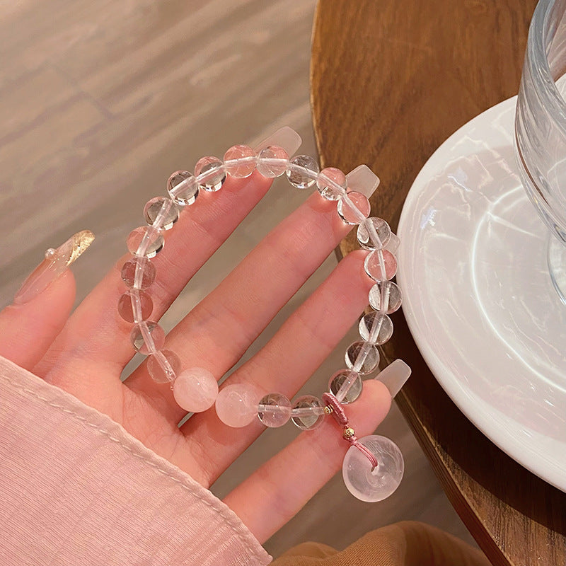 Bracelets de paix rose en cristal blanc frais et féerique, Design Simple