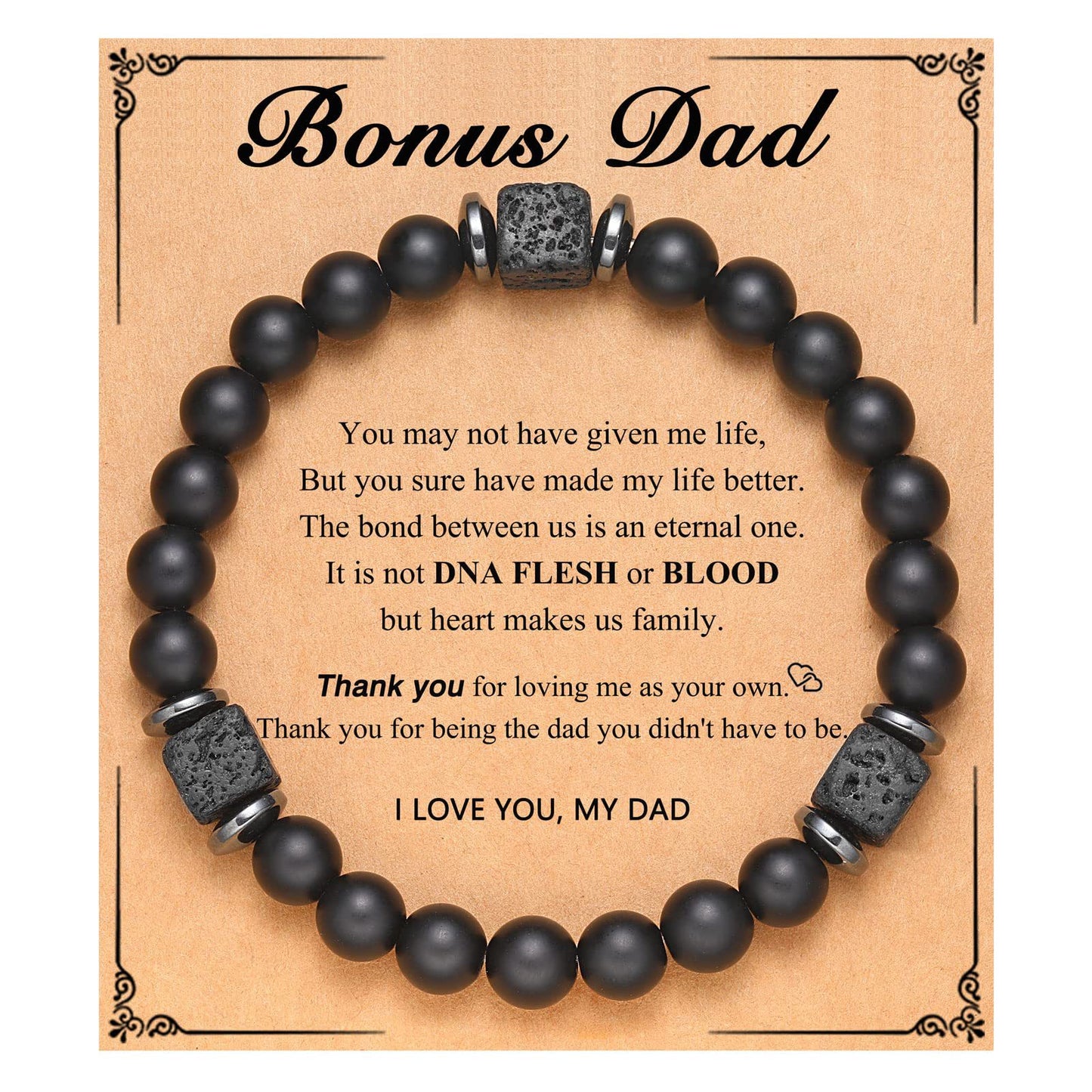 Frosted Square Volcanic Stone Father's Day Bracelets