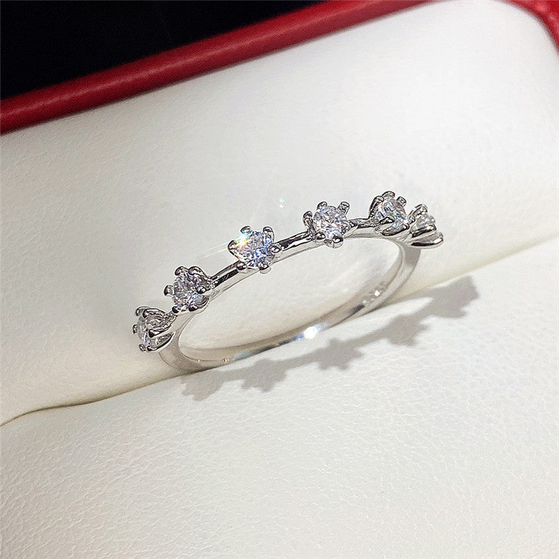 Women's Light Luxury Full Circle Over Inlaid Zircon Ring
