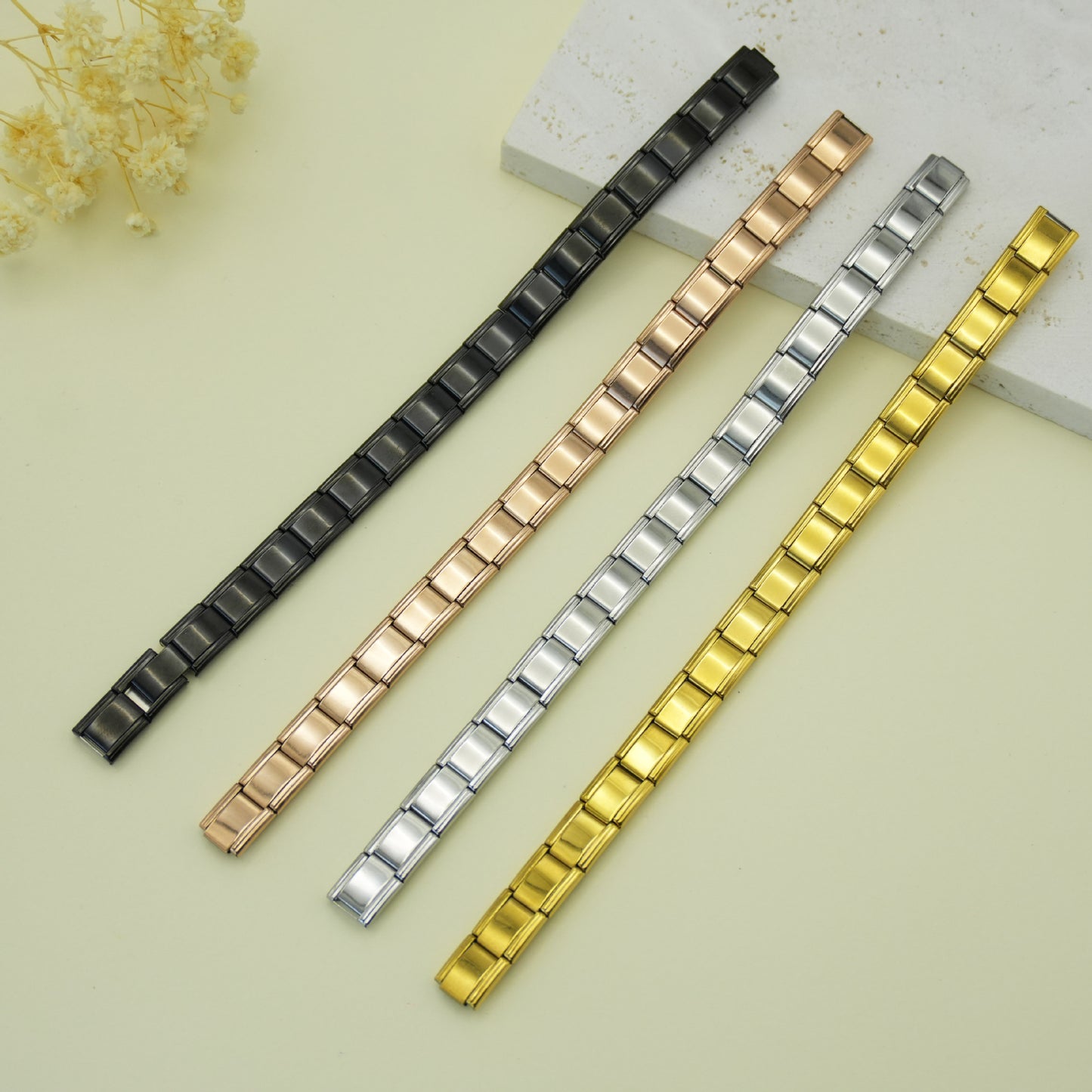 Module Square Elastic Stitching Titanium Steel Strap Bracelet