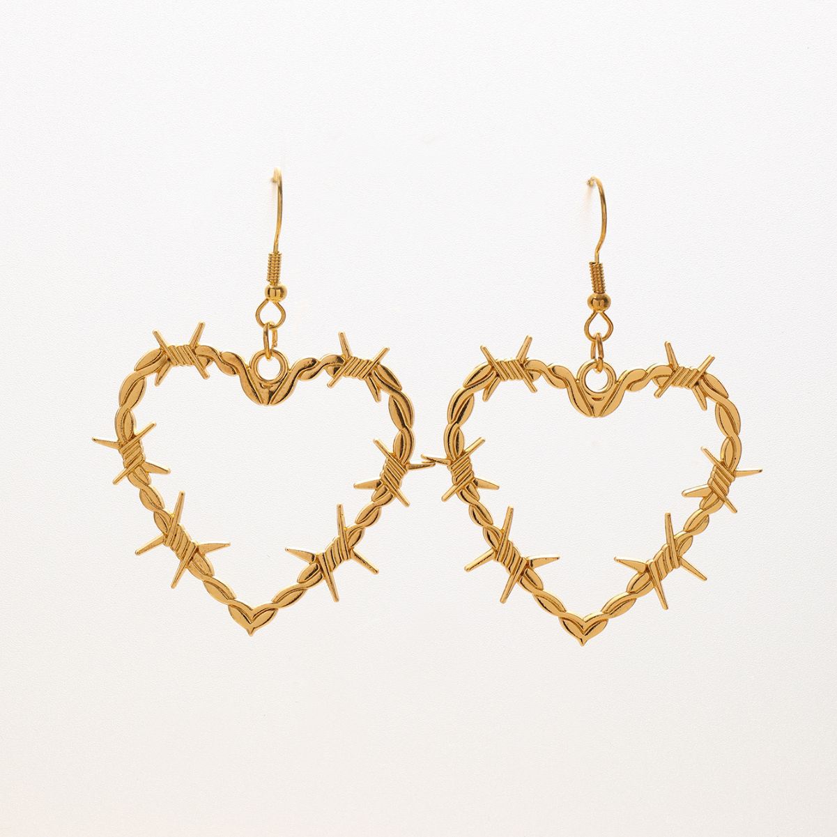 Barbed Wire Heart Gothic Pendant Metal Earrings