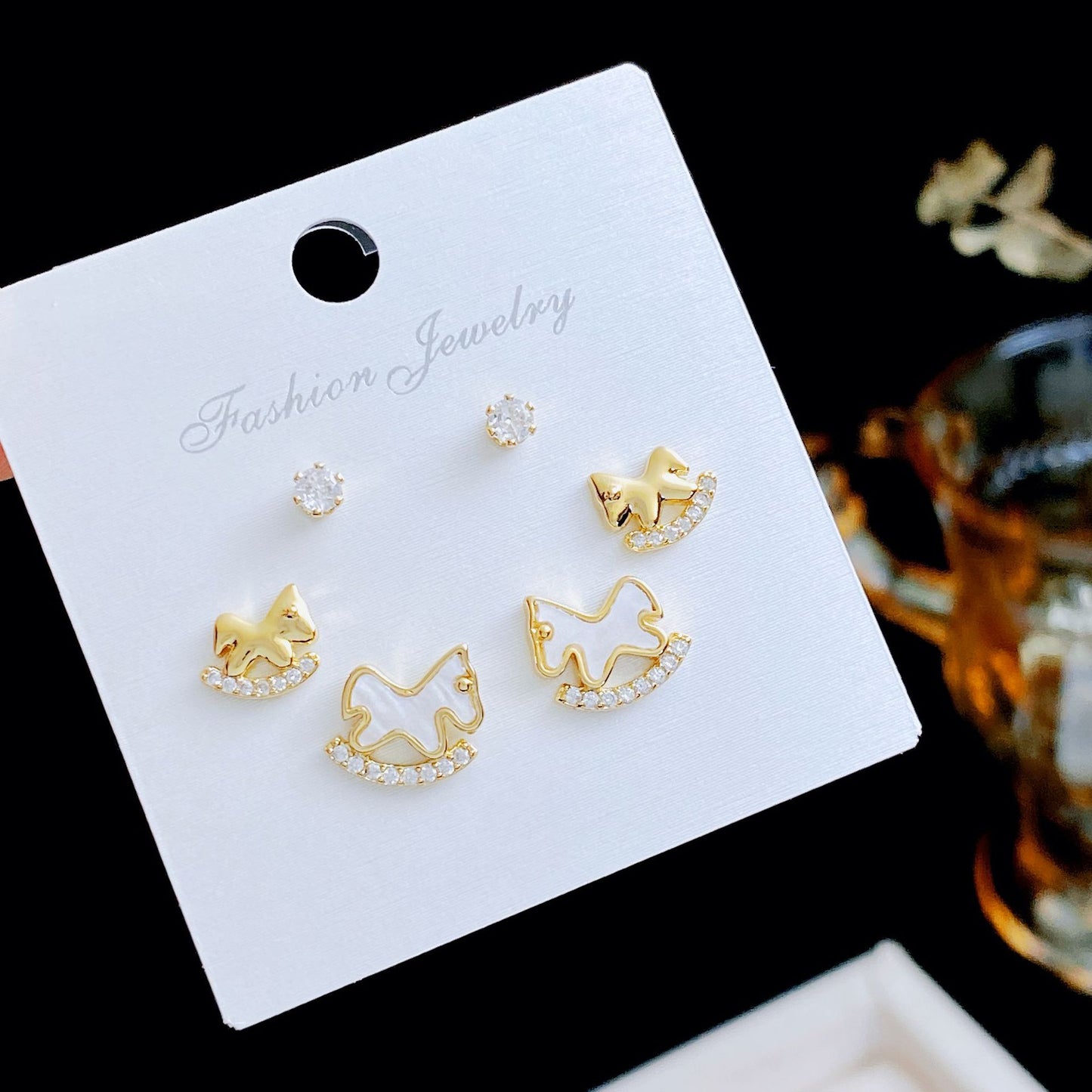 Women's Three Pairs Storage Ear High Sense Earrings