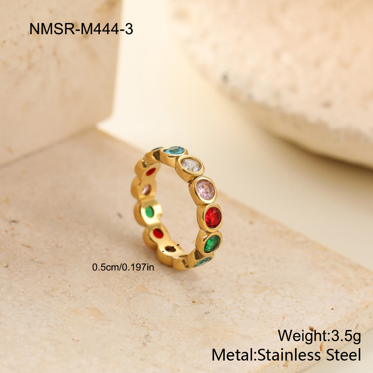 Stainless Steel Multicolor Zircon Female Retro Affordable Luxury Ring