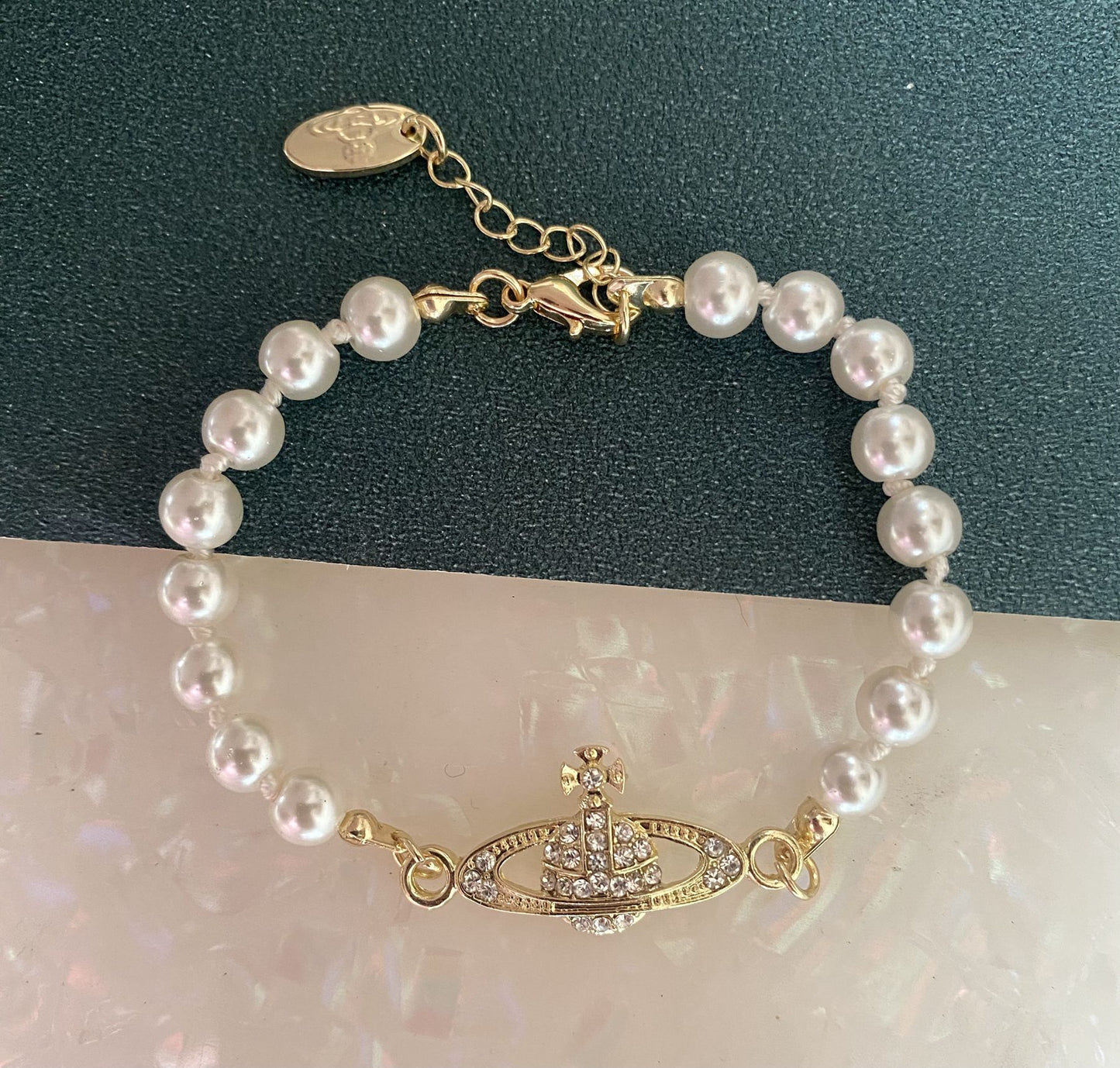 West Classic Saturn Pearl High Quality Diamond Planet Pendant Bracelets