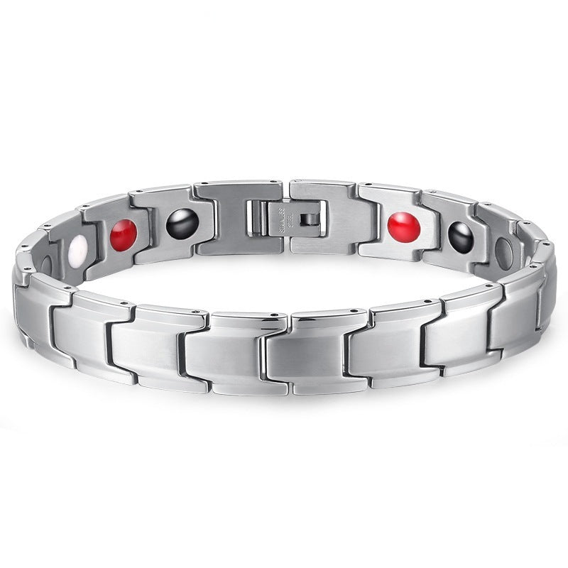 Men's Stainless Steel Magnetic Therapy Energy Ornament Bracelets