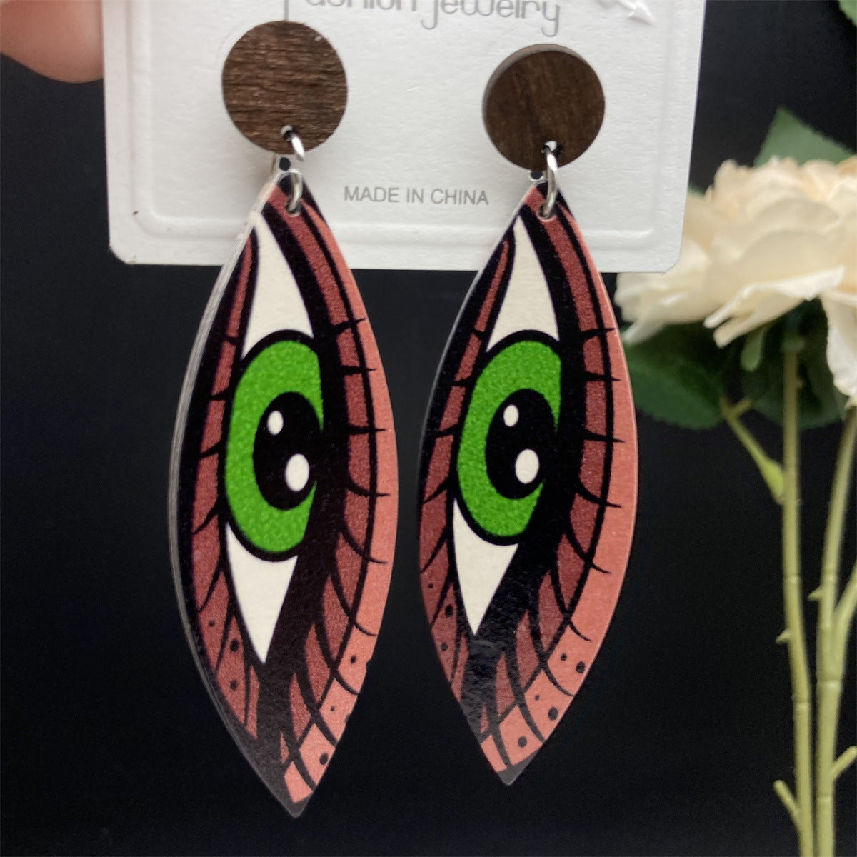 Attractive Wooden Accessories Devil's Eye Personalized Earrings