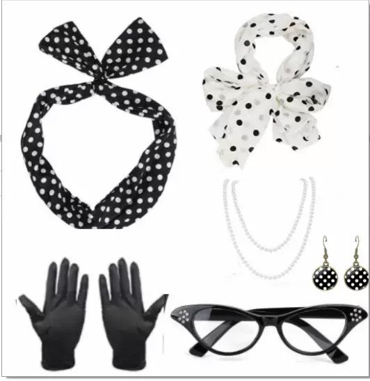 Women's Black White Red Dot Circle Acrylic Generation Retro Suit Jewelry Set