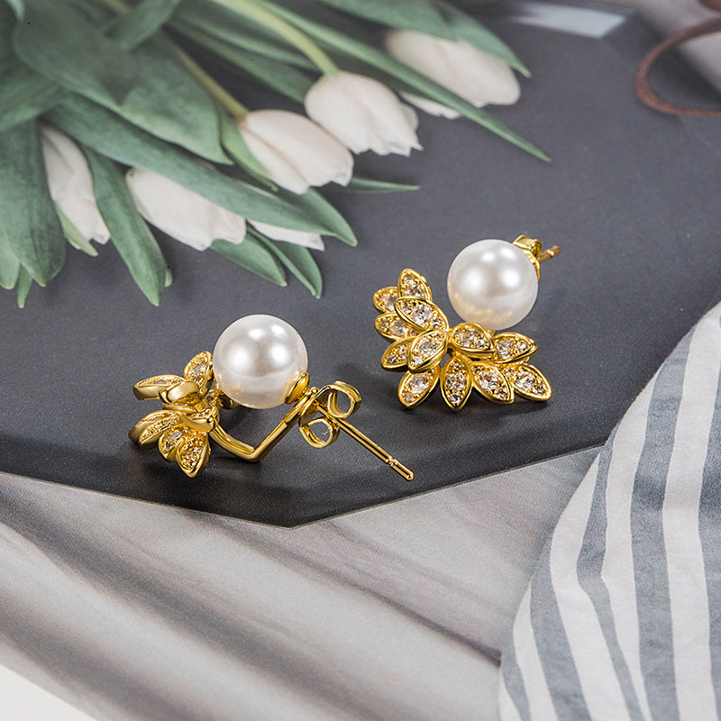 Petal Pearl Female Summer Tide Light Luxury Earrings