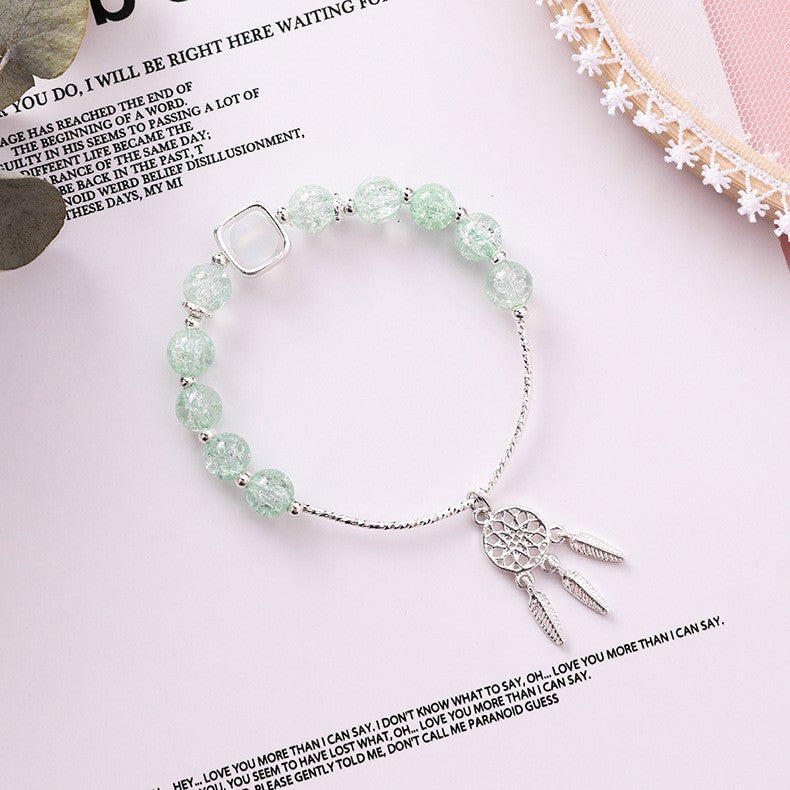 Strawberry Female Pink Crystal Single Circle Beaded For Girlfriend Bracelet