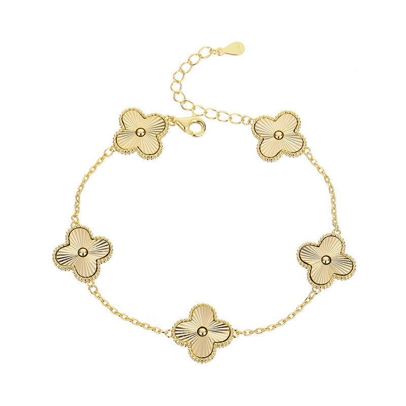 Women's Carven Design Laser Clover Plated Pork Belly Bracelets