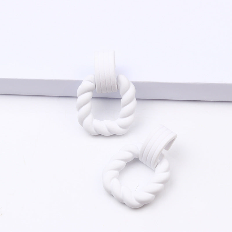 Square Semicircle Stitching Spray Rubber Paint Acrylic Earrings