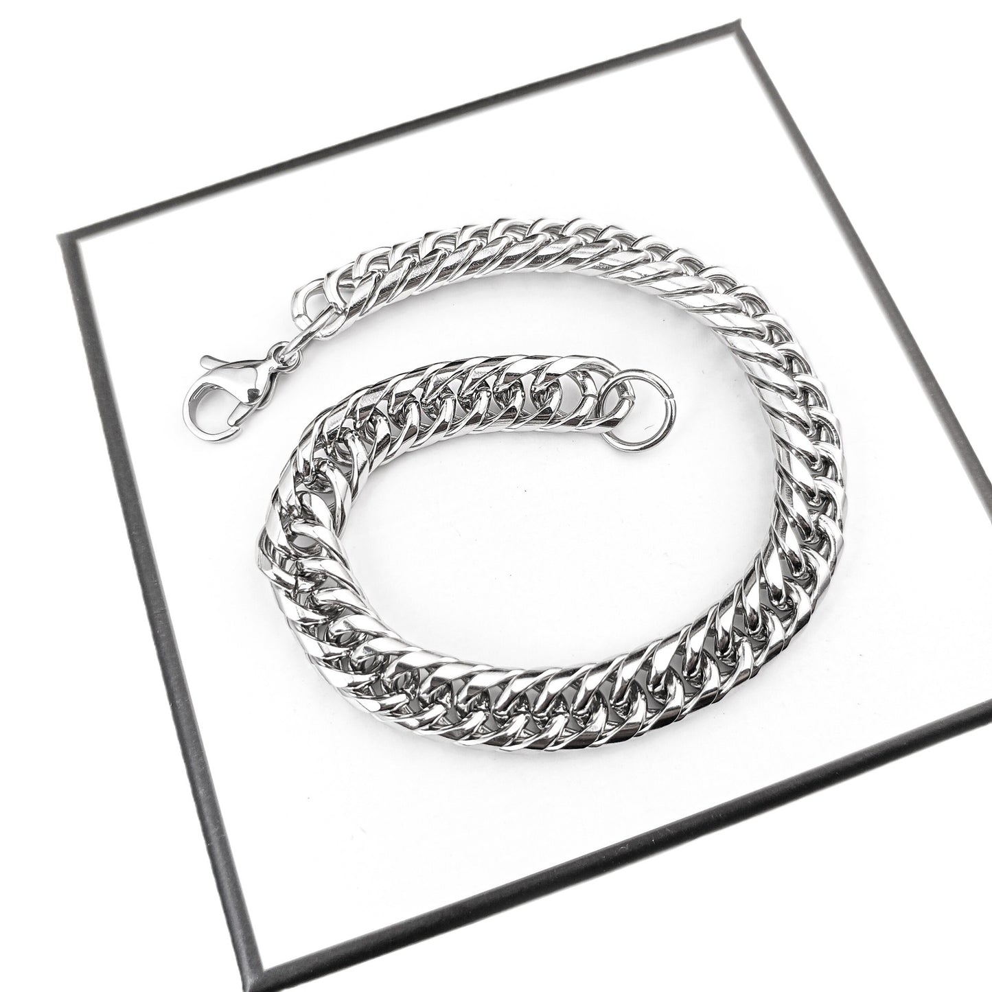 Men's Stainless Steel Woven Double Round Titanium Bracelets