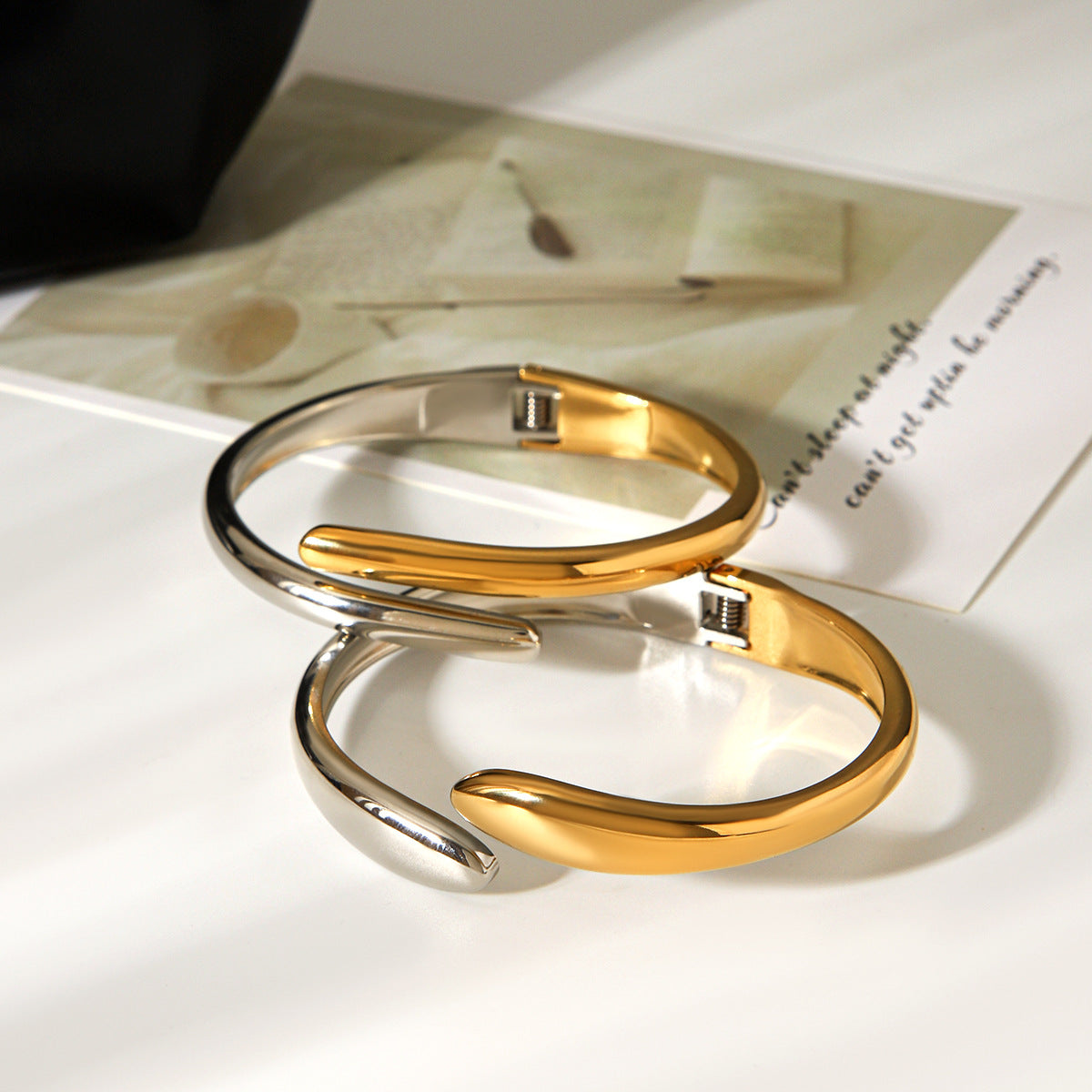 Sier Color Matching Titanium Steel Personality Simple Irregular Bracelets