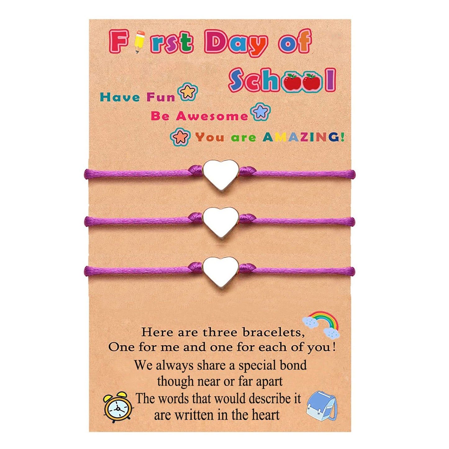 School Creative Copper Glossy Small Heart Card Wrist Bracelets