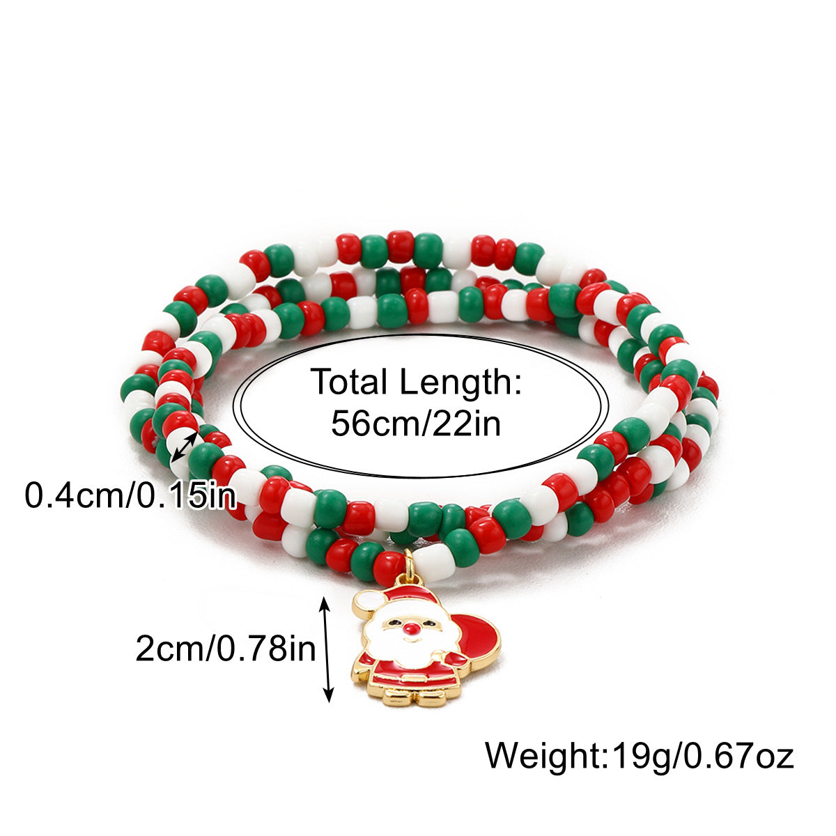 Santa Claus Crystal Pendant Pearl Red Bracelets