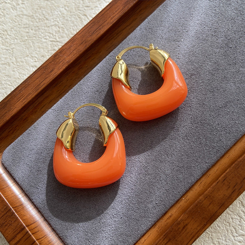 Women's Niche High-grade U-shaped Hawksbill Color Resin Earrings
