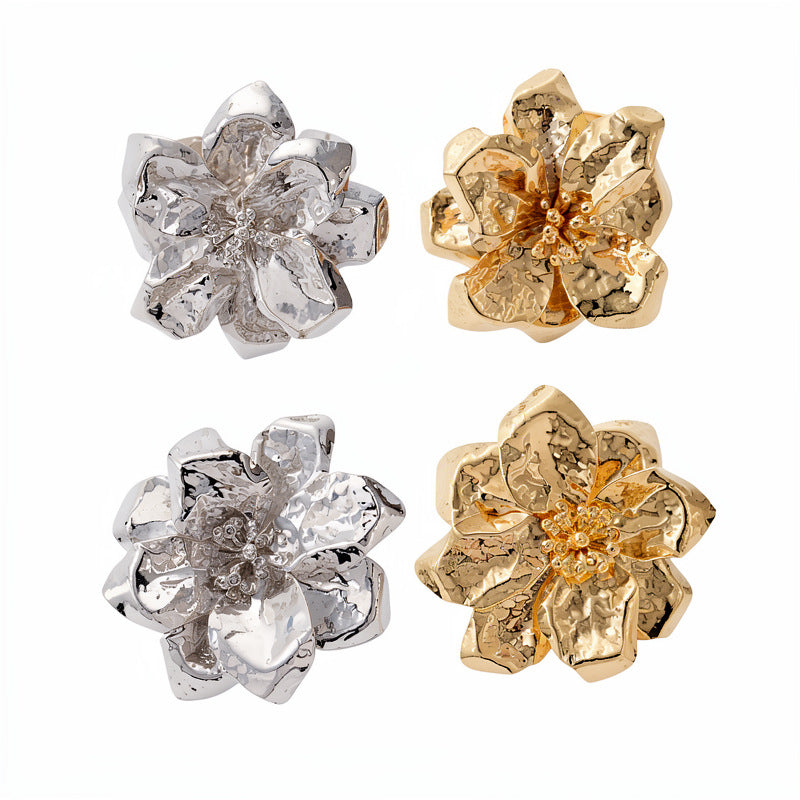 Women's Metal Pleated Flowers Openings Suit Niche Exaggerated Light Luxury Bracelet