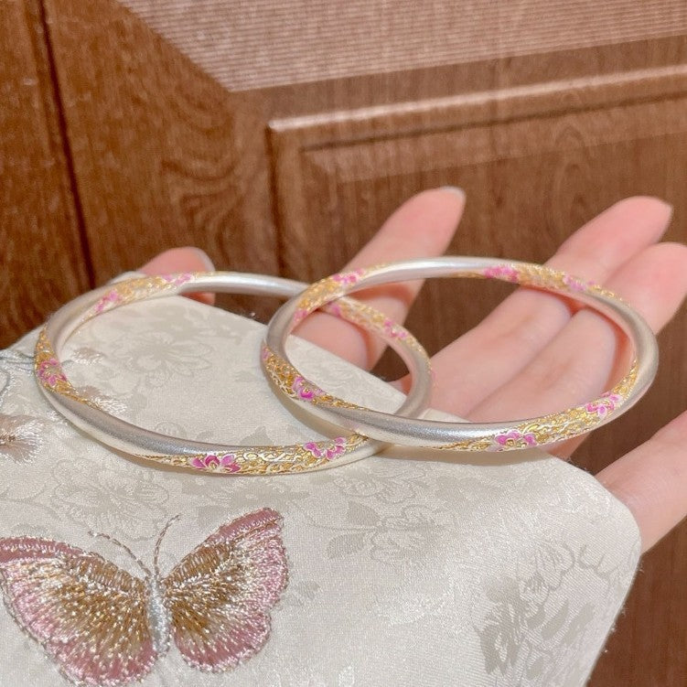 Gold Blue Pink Purple Chinese Enamel Female Bracelet