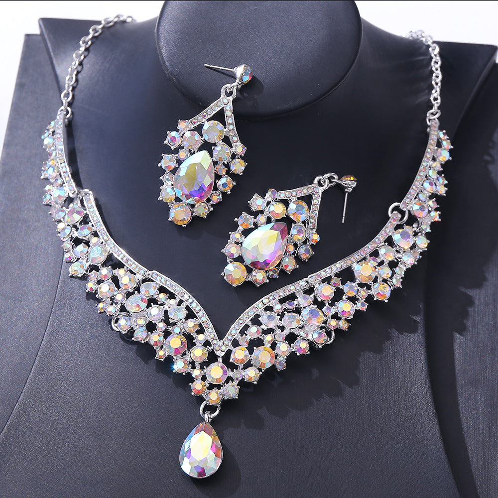 Exquisite Colorful Crystal Glass Drop-shaped Wedding Necklaces