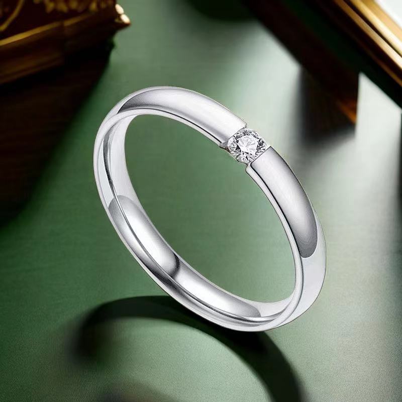 Titanium Steel Female Niche Senior Diamond Simple Cold Style Rings