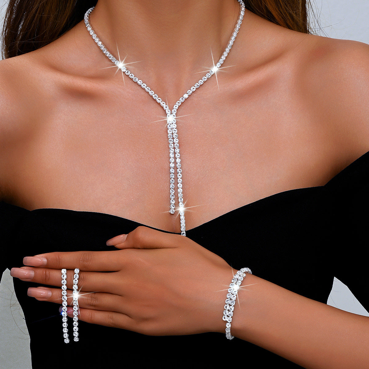 Body Fashion Rhinestone Tassel Zircon Personality Necklaces