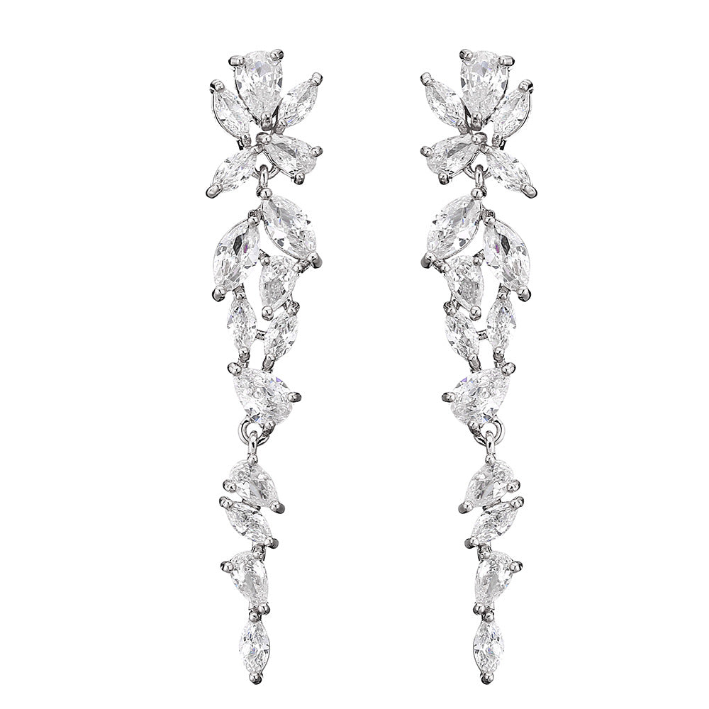 Women's Copper Studded With Zircon Luxurious Style Earrings