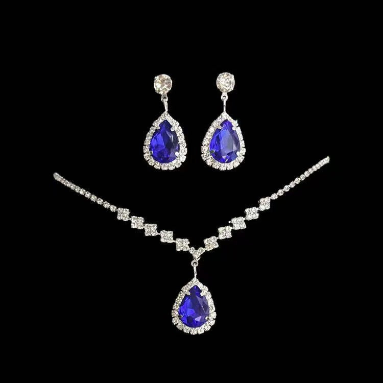 Simple Exquisite Three-piece Full Diamond Clavicle Dinner Jewelry Set