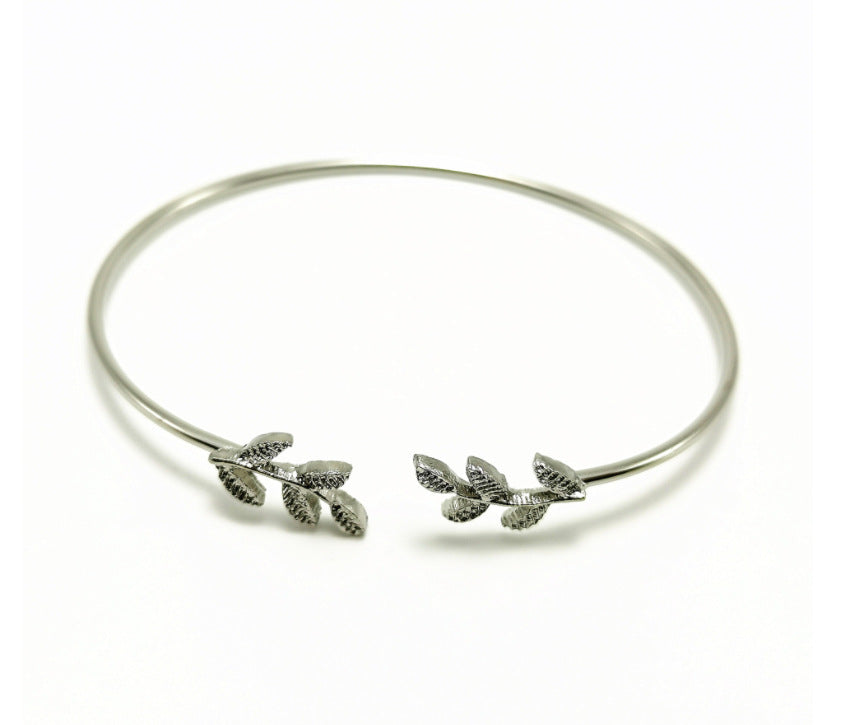 Simple Four-color Leaves Open Leaf Lot Bracelets