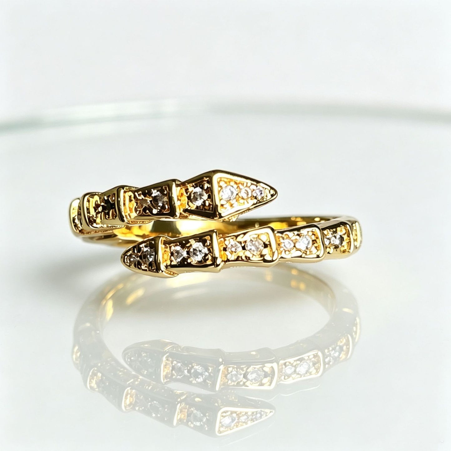 Full Diamond Snake Bone Light Luxury Open Female Index Finger Ring