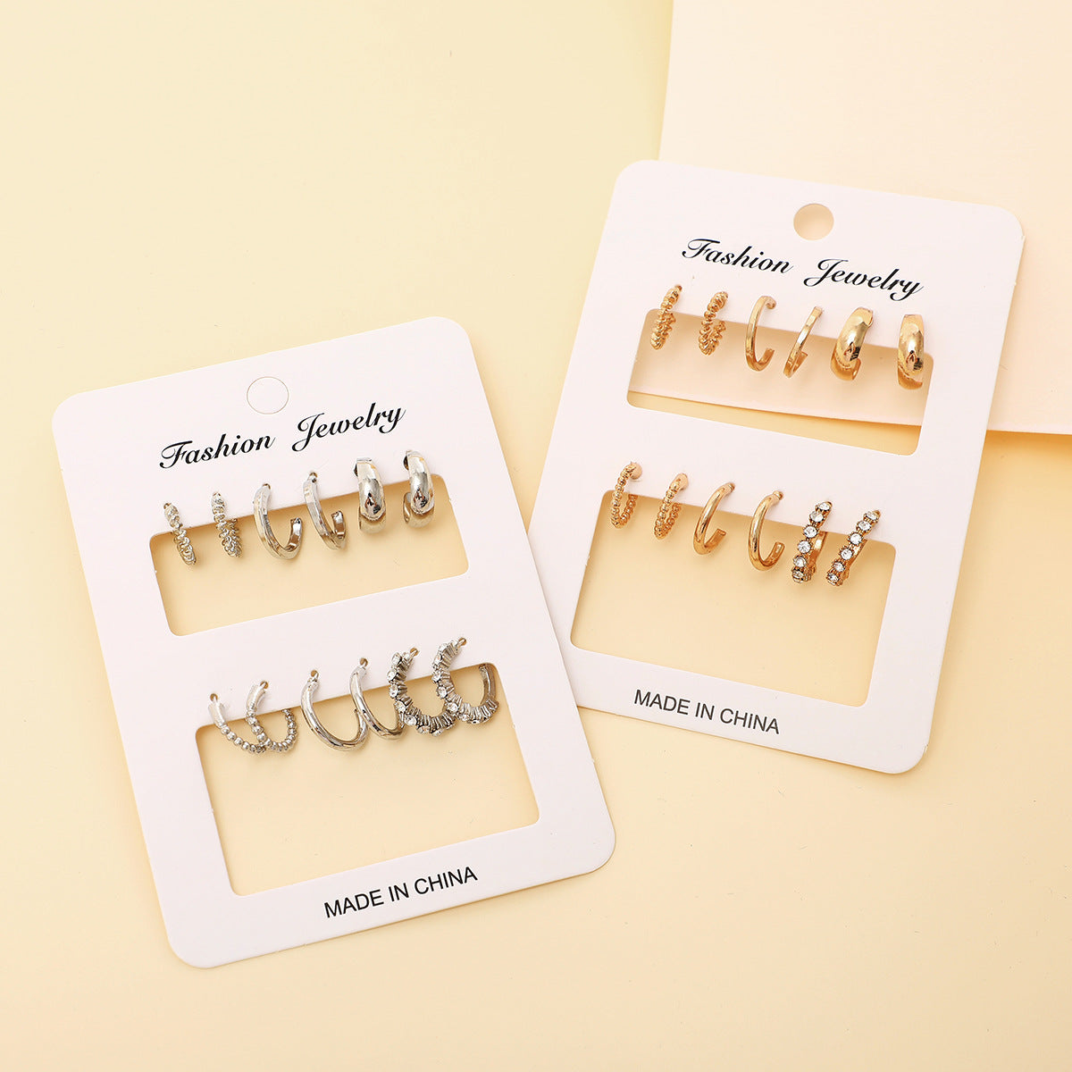 Classic Gold Suit Combination Simple Shaped Earrings