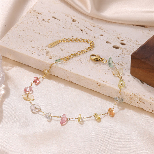 Colorful Natural Stone Crystal String Beads Female Simple Bracelets