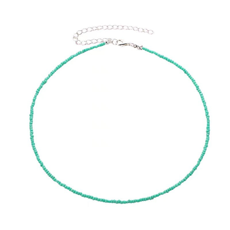 Fashion Beaded Colorful Small Beads Summer Beach Clavicle Chain Necklace