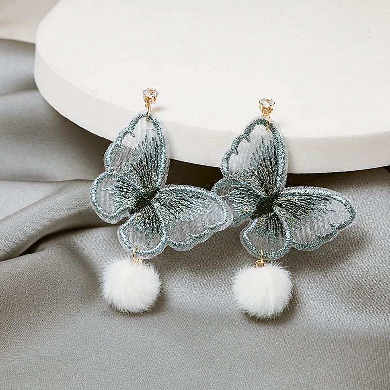 Style Realistic Flocking Bow Translucent Fabric Earrings