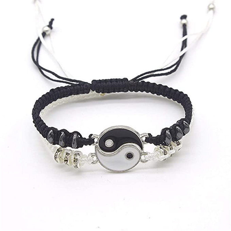 Alloy Woven Gossip Yin And Yang Pendant Stitching Bracelets