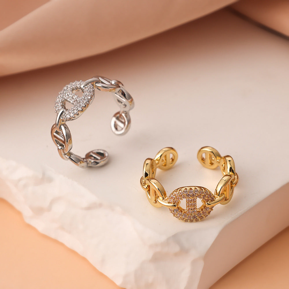 Women's Pig Nose Light Luxury Super Flash Zircon High-grade Ear Clip