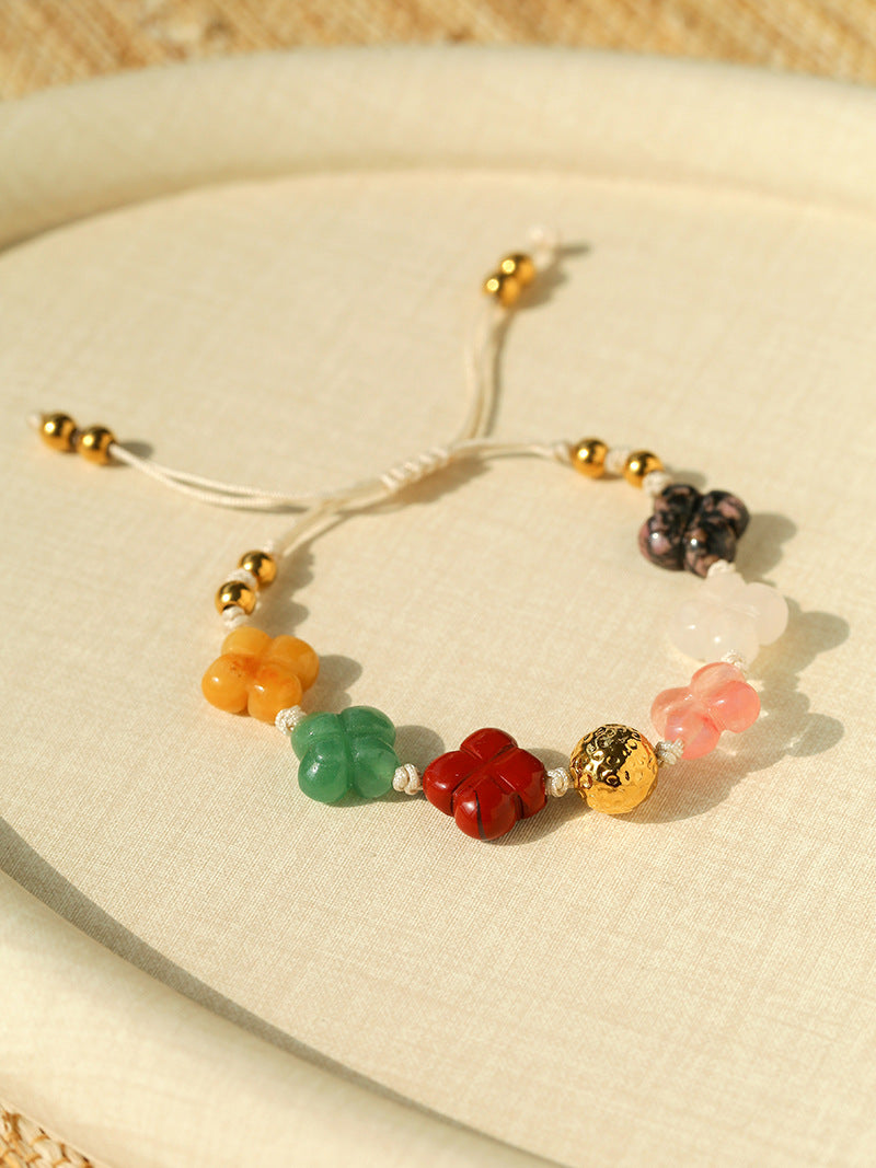 Women's Color Floret Pearl Pull High-grade Natural Stone Jewelry Set