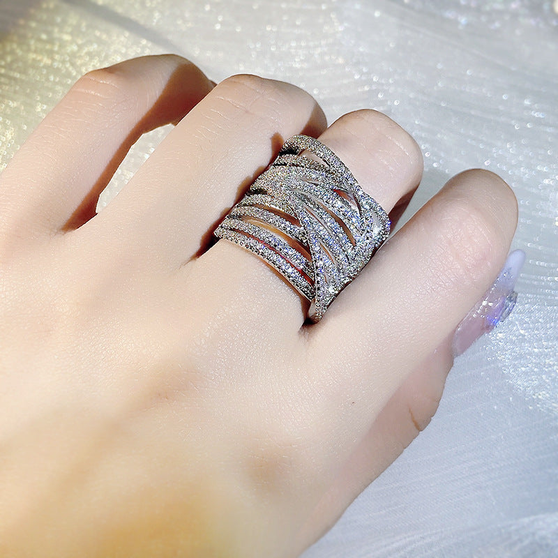 Inlaid Fine Brick Exaggerated Creative Ornament Rings