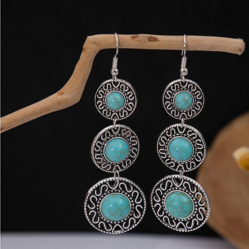 Tassel Turquoise Retro Minority Ethnic Style Earrings