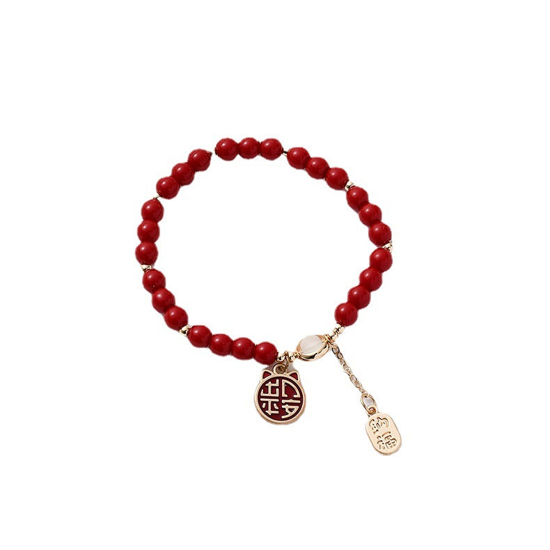 Retro Life Blessing Ethnic Style Red Bead Travel Bracelets