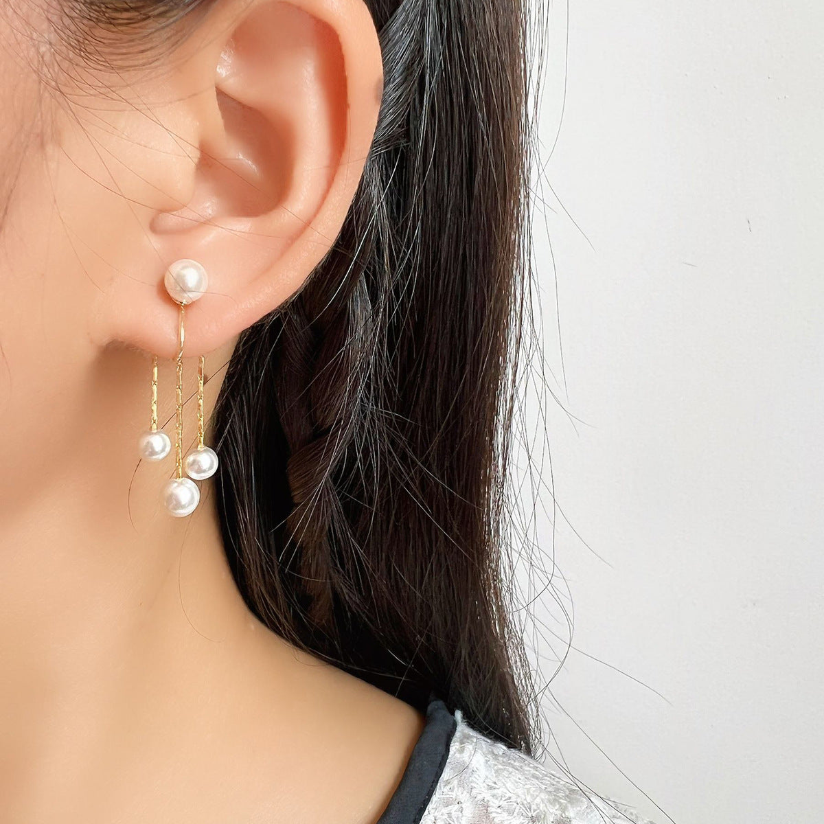 Pearl Tassel One-piece Mosquito Coil Earless Fairy Ear Clip