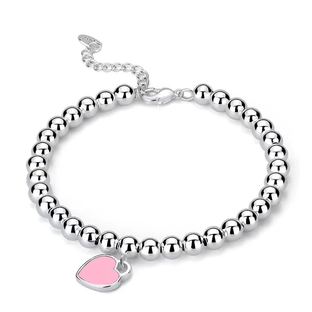 Beads Peach Heart Female Heart-shaped Enamel Bracelets