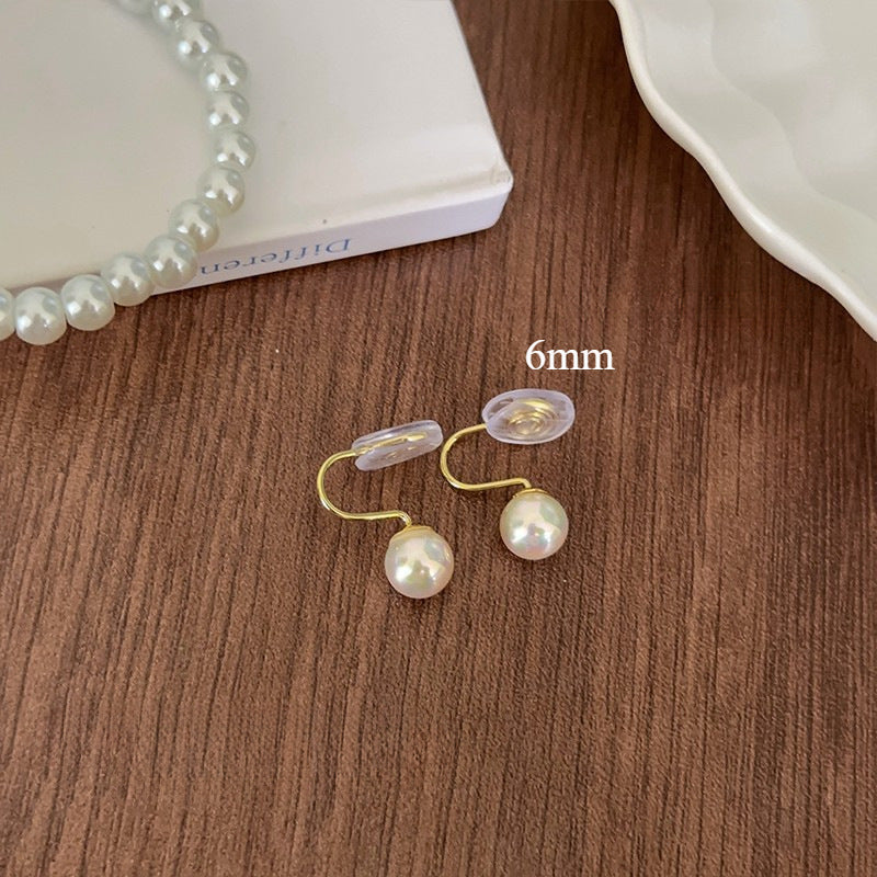 Shell Pearls Mosquito Coil Ear Clip Sier Pearl Stud Earrings